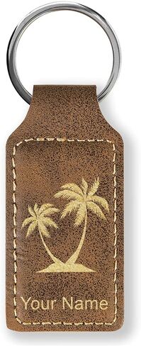 LaserGram Rectangle Keychain, Palm Trees, Personalized Engraving Included (Yellow) in Saudi Arabia