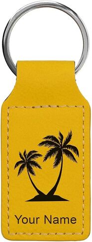 LaserGram Rectangle Keychain, Palm Trees, Personalized Engraving Included (Yellow) in Saudi Arabia