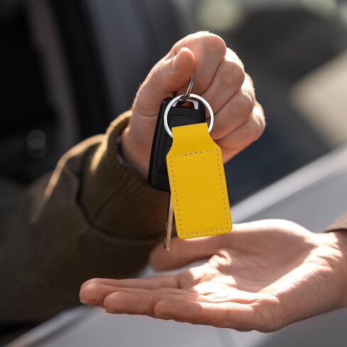 LaserGram Rectangle Keychain, Palm Trees, Personalized Engraving Included (Yellow) in Saudi Arabia