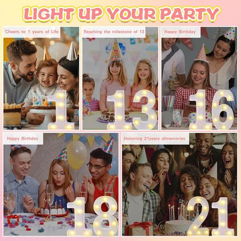 Light Up Numbers for Party, 13th Birthday Decorations for Girls and Boys, Number Blocks LED Sign for Wall Decor, Room Decor and 13th Birthday Gifts for Girls in Saudi Arabia