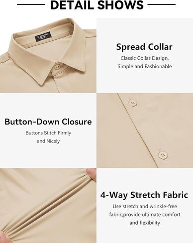 COOFANDY Men's Muscle Fit Dress Shirts Wrinkle Free Long Sleeve Button Down Shirt Stretch Business Shirt in Saudi Arabia