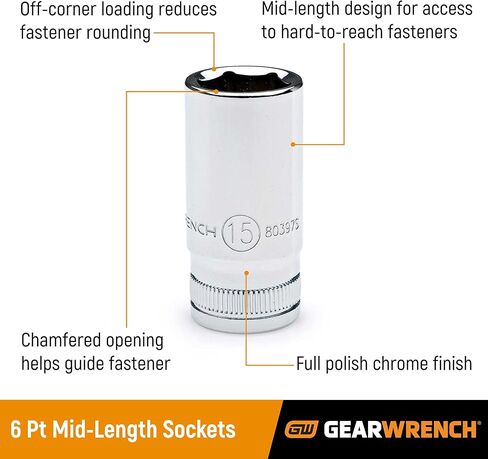 GEARWRENCH 1/4" Drive 6 Point Mid Length Metric Socket 10mm - 80145S in Saudi Arabia