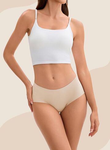 Camel Toe Cover Underwear Women 3 Pack, Seamless Stretch Panties Breathable Full Coverage Hipster Briefs in Kuwait