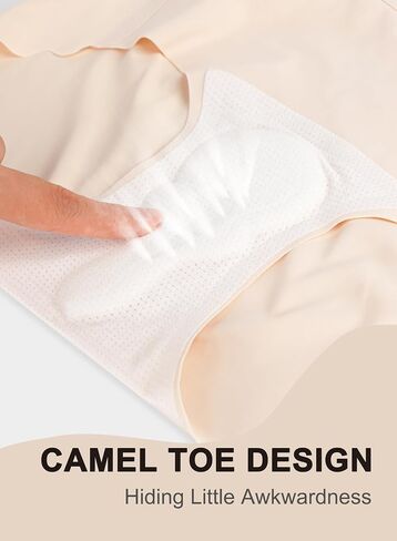 Camel Toe Cover Underwear Women 3 Pack, Seamless Stretch Panties Breathable Full Coverage Hipster Briefs in Kuwait