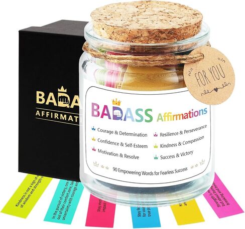 Mindfulness Jar Motivational and Inspirational Cards with 90 Daily Affirmations Anxiety Relief Relaxation Self Care Fathers Gifts for Dad Father Man Women Office Desk Accessories for Work in Kuwait