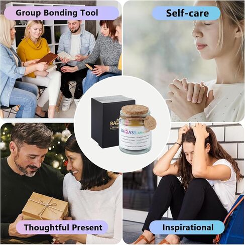 Mindfulness Jar Motivational and Inspirational Cards with 90 Daily Affirmations Anxiety Relief Relaxation Self Care Fathers Gifts for Dad Father Man Women Office Desk Accessories for Work in Kuwait