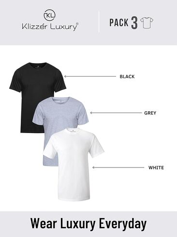 Klizzer 100% Cotton T Shirts for Men - Soft Premium Pack of 3 Regular Fit Crew Neck T-Shirts Plain Short Sleeve Tees in Kuwait