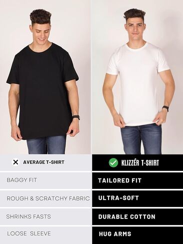 Klizzer 100% Cotton T Shirts for Men - Soft Premium Pack of 3 Regular Fit Crew Neck T-Shirts Plain Short Sleeve Tees in Kuwait