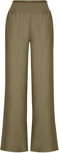 نساء سروال سراويل مرنة الخصر الصلب سراويل طويلة فضفاضة صالة عالية الخصر صالة طويلة واسعة الساق ناعمة ناعمة L-330 in Kuwait