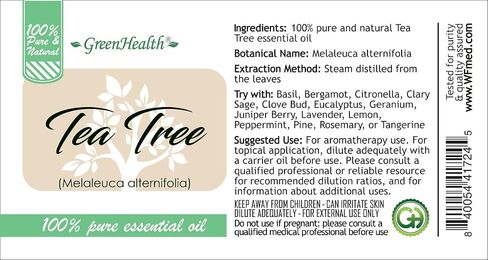 GreenHealth Tea Tree Oil Oil - 8 Fl Oz (237 مل) زجاجة زجاجية مع غطاء - زيت أساسي 100 ٪ in Saudi Arabia