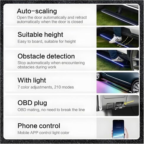 Electric Running Boards Compatible for Buick Envision S 2020-2025 with Light, SUV, Off-Road & Pickup Trucks - Retractable Truck Steps & Nerf Bars in Saudi Arabia
