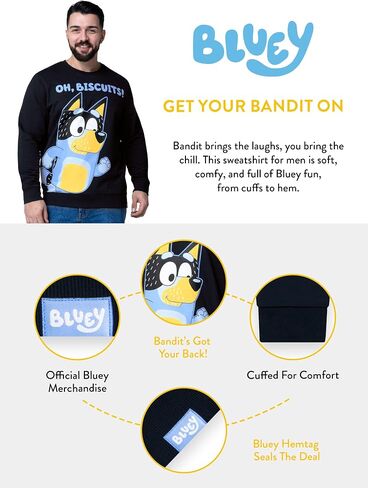 Bluey Sweatshirt, Bandit Mens Sweatshirt, Cotton Mens Sweater, Long Sleeve Pullover in Saudi Arabia
