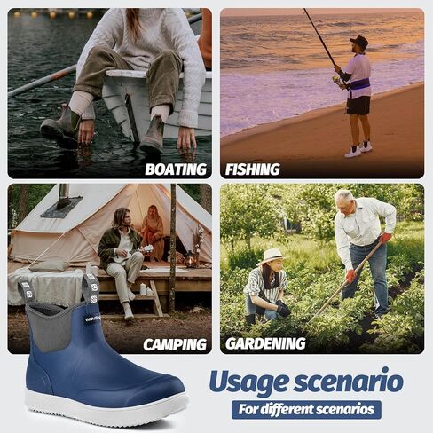 أحذية Deck Deck المنسوجة للرجال ، رجال أحذية المطر ، أحذية الصيد المقاومة للماء ، أحذية سطح السفينة ، أحذية مطاطية مضادة للانزلاق في الكاحل أحذية الصيد في الهواء الطلق ، القوارب ، الحجم 6-13 in Kuwait