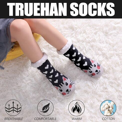 Truehan Kids Girls Boys Slipper Scleper Sight Scale Dhozy Guzzy Animal Anti Winter Winter Charly Socks Indoor in Kuwait