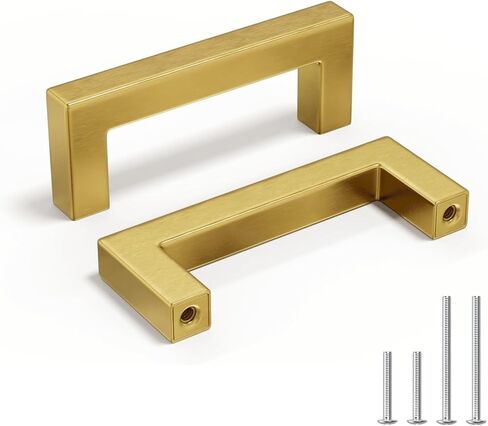 homdiy 7-1/2 Inch Cabinet Handles Brushed Brass Kitchen Cabinet Pulls 30 Pack - Gold Cabinet Pulls Square Cabinet Hardware for Cabinet, Cupboard, 7-1/2'' Hole Centers in Kuwait