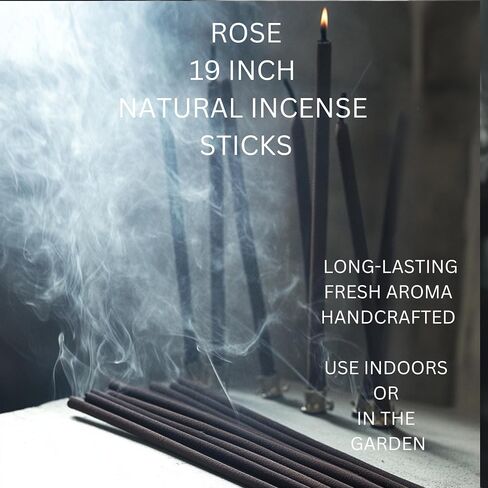 Rose Incense Extra Large Jumbo Natural Joss Stick 19 in. 30 Sticks Hand-Dipped Alcohol Free Long Burning in Saudi Arabia