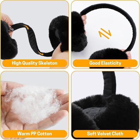 GNEGNI Kids Fluffy Ear Muffs Foldable Winter Faux Fur Earmuffs Adjustable Ear Warmer Cover Outdoor Earmuff for Girls Boys in Kuwait