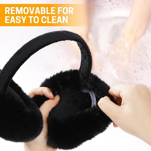 GNEGNI Kids Fluffy Ear Muffs Foldable Winter Faux Fur Earmuffs Adjustable Ear Warmer Cover Outdoor Earmuff for Girls Boys in Kuwait