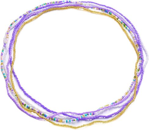 Boho Waist Beads Chains Set Colorful Summer African Belly Chain Elastic Waist Beads for Weight Loss Body Chains Bikini Beads Jewelry for Women in Saudi Arabia