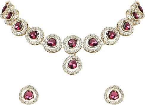 I Jewels White Gold Plated Indian Wedding Bollywood Kundan Choker Necklace Jewellery With Earring Set For Women in Kuwait