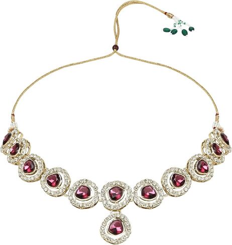 I Jewels White Gold Plated Indian Wedding Bollywood Kundan Choker Necklace Jewellery With Earring Set For Women in Kuwait