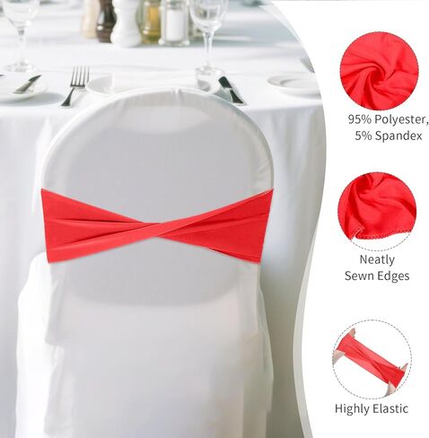 50 PCS Sage Green Chair Sashes ، Spandex Sage Green Chair يغطي مرونة بدون زخارف مشبك لحفلات حفلات الزفاف ديكورات عيد ميلاد الزفاف in Kuwait