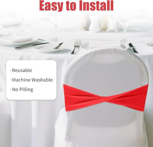 50 PCS Sage Green Chair Sashes ، Spandex Sage Green Chair يغطي مرونة بدون زخارف مشبك لحفلات حفلات الزفاف ديكورات عيد ميلاد الزفاف in Kuwait