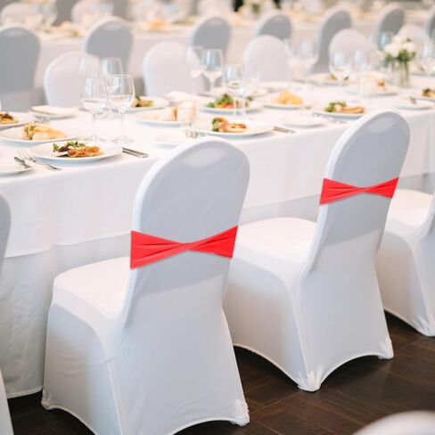 50 PCS Sage Green Chair Sashes ، Spandex Sage Green Chair يغطي مرونة بدون زخارف مشبك لحفلات حفلات الزفاف ديكورات عيد ميلاد الزفاف in Kuwait