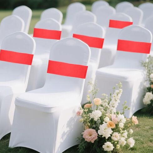 50 PCS Sage Green Chair Sashes ، Spandex Sage Green Chair يغطي مرونة بدون زخارف مشبك لحفلات حفلات الزفاف ديكورات عيد ميلاد الزفاف in Kuwait