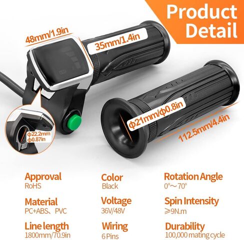 Ebike Thumb Throttle WUXING 122DX 48V Right Hand Throttle ebike 6Pin SM Connector for Electric Bicycle Part & Accessories Scooter in Kuwait