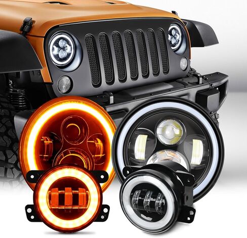 Nilight 7 بوصة RELED LED LED المصابيح الأمامية و 4 في مصابيح الضباب مع إشارة AMBER AMBER WHITE DRL HILL LOW BEAM متوافق مع 2007 2008 2009 2010 2011 2012 2014 2015 2015 2017 2018 WRANGLER JK JKU in Kuwait