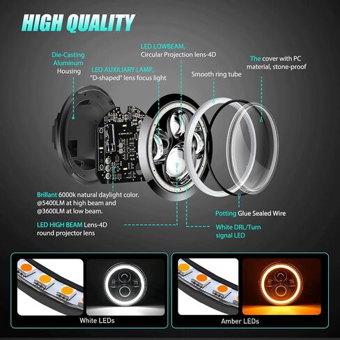 Nilight 7 بوصة RELED LED LED المصابيح الأمامية و 4 في مصابيح الضباب مع إشارة AMBER AMBER WHITE DRL HILL LOW BEAM متوافق مع 2007 2008 2009 2010 2011 2012 2014 2015 2015 2017 2018 WRANGLER JK JKU in Kuwait