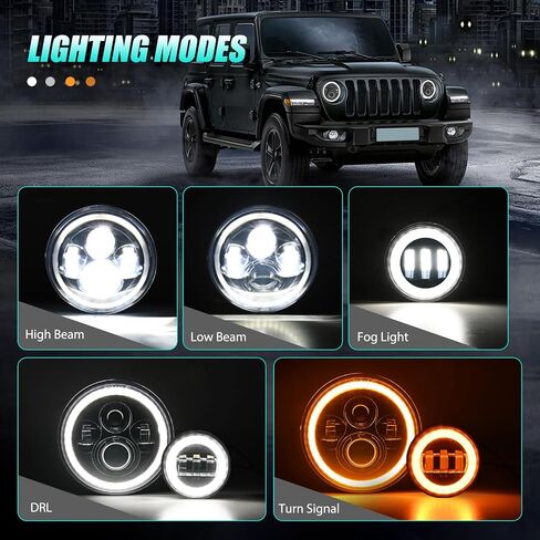 Nilight 7 بوصة RELED LED LED المصابيح الأمامية و 4 في مصابيح الضباب مع إشارة AMBER AMBER WHITE DRL HILL LOW BEAM متوافق مع 2007 2008 2009 2010 2011 2012 2014 2015 2015 2017 2018 WRANGLER JK JKU in Kuwait