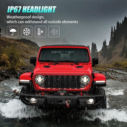 Nilight 7 بوصة RELED LED LED المصابيح الأمامية و 4 في مصابيح الضباب مع إشارة AMBER AMBER WHITE DRL HILL LOW BEAM متوافق مع 2007 2008 2009 2010 2011 2012 2014 2015 2015 2017 2018 WRANGLER JK JKU in Kuwait