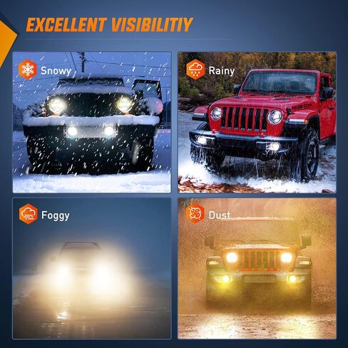 Nilight 7 بوصة RELED LED LED المصابيح الأمامية و 4 في مصابيح الضباب مع إشارة AMBER AMBER WHITE DRL HILL LOW BEAM متوافق مع 2007 2008 2009 2010 2011 2012 2014 2015 2015 2017 2018 WRANGLER JK JKU in Kuwait
