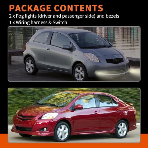 مجموعة أضواء الضباب زوج متوافقة مع Yaris Sedan 2007-2011 مصباح الضباب الدافع مع الحافة وتسخير الأسلاك و Switch & H11 12V 55W Halogen Plubs in Saudi Arabia