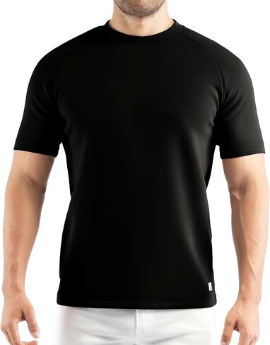 Fioboc Men's Premium Soft T-Shirts Modal Crew Neck Tees Heavyweight Cooling Short Sleeve Casual Classic Tee Shirt for Men in Kuwait