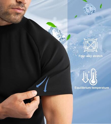 Fioboc Men's Premium Soft T-Shirts Modal Crew Neck Tees Heavyweight Cooling Short Sleeve Casual Classic Tee Shirt for Men in Kuwait