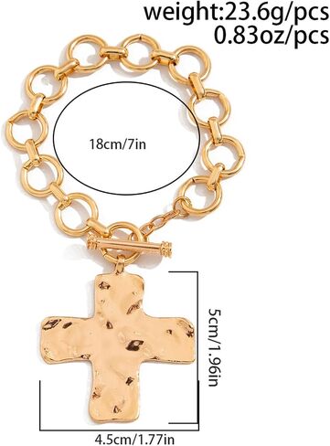 Chunky Gold Cross Statement Bracelet Vintage Large Cross Bracelet Trendy Ot Buckle Faith Jewelry in Saudi Arabia