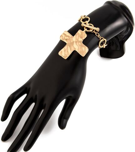 Chunky Gold Cross Statement Bracelet Vintage Large Cross Bracelet Trendy Ot Buckle Faith Jewelry in Saudi Arabia