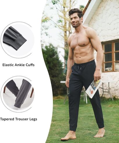 DAVID ARCHY Mens Pajama Pants Soft Cotton Cuffed Lounge Bottoms with Pockets All-Season Sleepwear Long PJ Pants 2-Pack in Saudi Arabia
