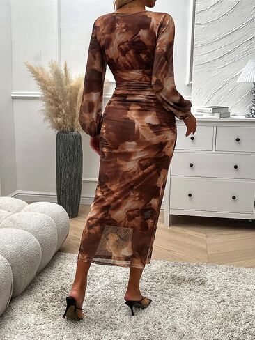 Women Dresses Long Sleeved Deep V-Neck Long Dress Tight Fitting Dress Hip Hugging Dress Casual Autumn Elegant Wrap Dresses in Saudi Arabia