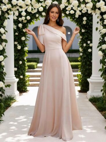 One Shoulder Bridesmaid Dresses for Women Summer Wedding Guest Dress with Slit Evening Gowns in Saudi Arabia