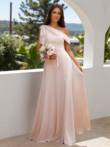One Shoulder Bridesmaid Dresses for Women Summer Wedding Guest Dress with Slit Evening Gowns in Saudi Arabia