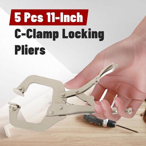 FindMall 11 بوصة قفل C-Clamp 5pack قفل Cliers مشابك اللحام القابلة للتعديل ملزمة مع نصيحة منتظمة ودوارة لمزرعة المنزل والسيارات in Kuwait