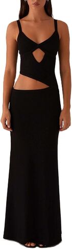 Womens Elegant Spaghetti Strap Maxi Dress Backless Cut Out Bodycon Summer Cami Dress Sexy Formal Cocktail Dresses in Kuwait