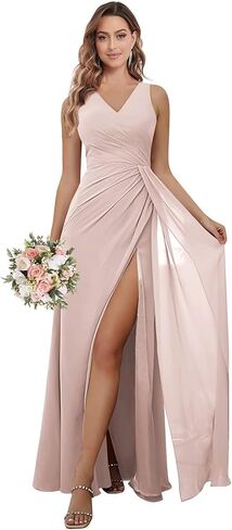 فستان وصيفات الشرف الخامس مع فستان الحفلات الرسمية الشيفون المغطى بالشيفون in Kuwait