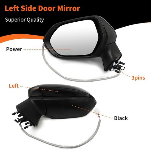 Left Driver Side Mirror Assembly Compatible with Corolla 2020-2022 Side Door Mirror with Power Adjustable Glass and Manual Folding Non-Heated Replaces 8794012F80 8794012F80PFM (3Pins Black) in Saudi Arabia