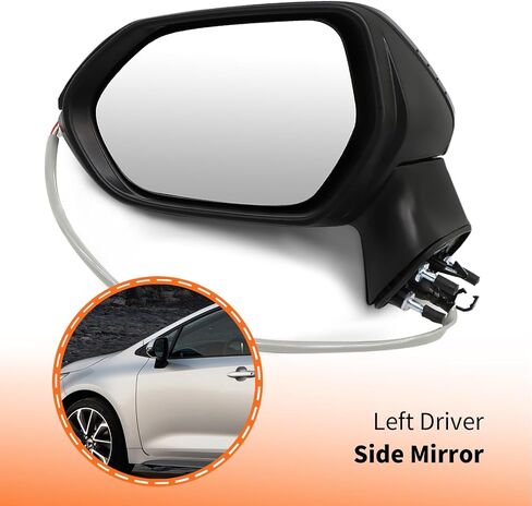 Left Driver Side Mirror Assembly Compatible with Corolla 2020-2022 Side Door Mirror with Power Adjustable Glass and Manual Folding Non-Heated Replaces 8794012F80 8794012F80PFM (3Pins Black) in Saudi Arabia