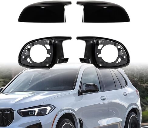Left Right Glossy Black Side Mirror Shells Frames Kit Replacement for 2018-2023 BMW X3 G01 X4 G02 X5 G05 X6 G06 X7 G07 X3M F97 X4M F98 X5M F95 X6M F96 in Kuwait
